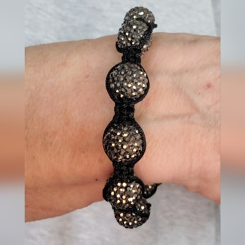 Hematite Crytal Bead Shambella Bracelet